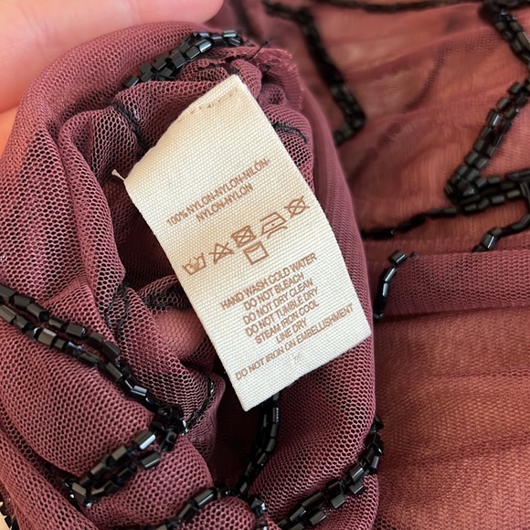 Free People Maroon Beaded Sheer Tunic XS - Picture 8 of 8